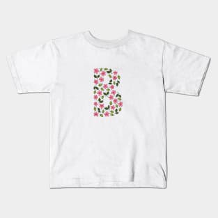 Floral Monogram Letter B Kids T-Shirt
